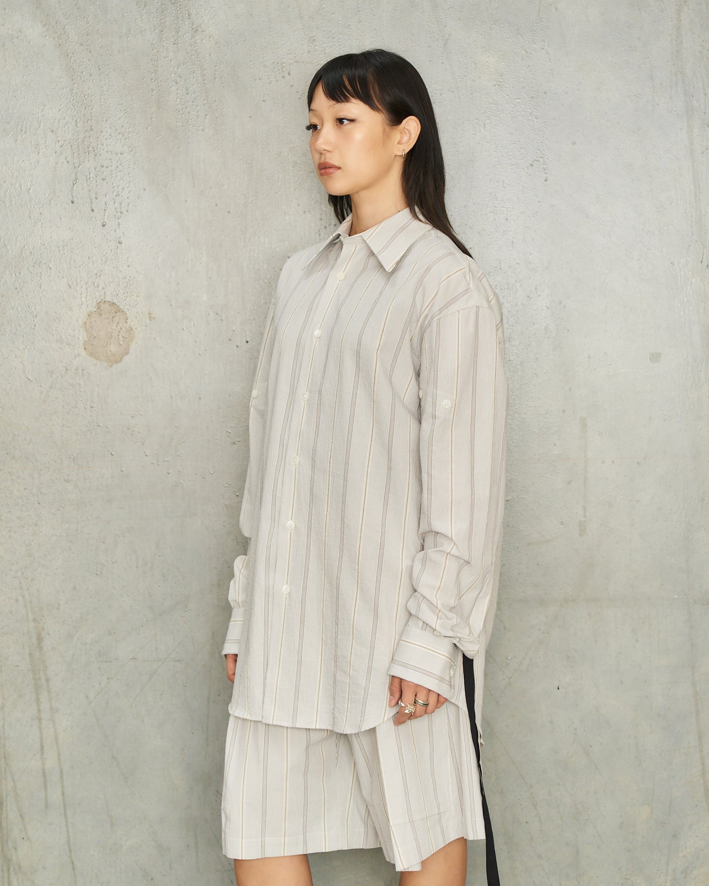 Grey Stripe Biba Fold Up Shirt