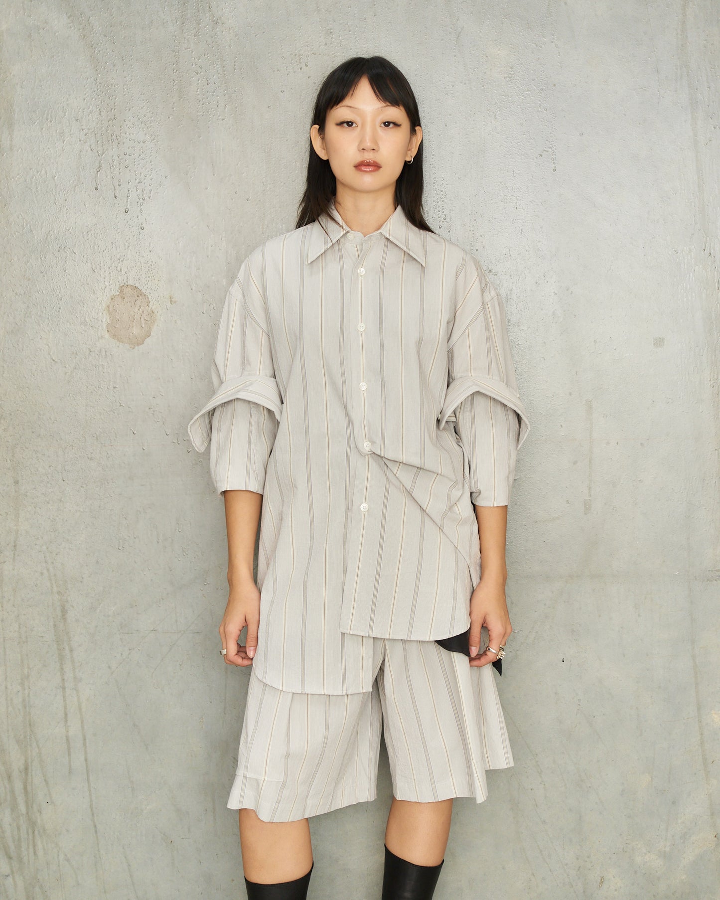 Grey Stripe Biba Fold Up Shirt
