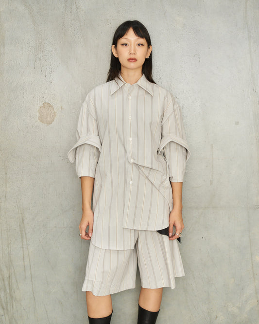 Grey Stripe Biba Fold Up Shirt