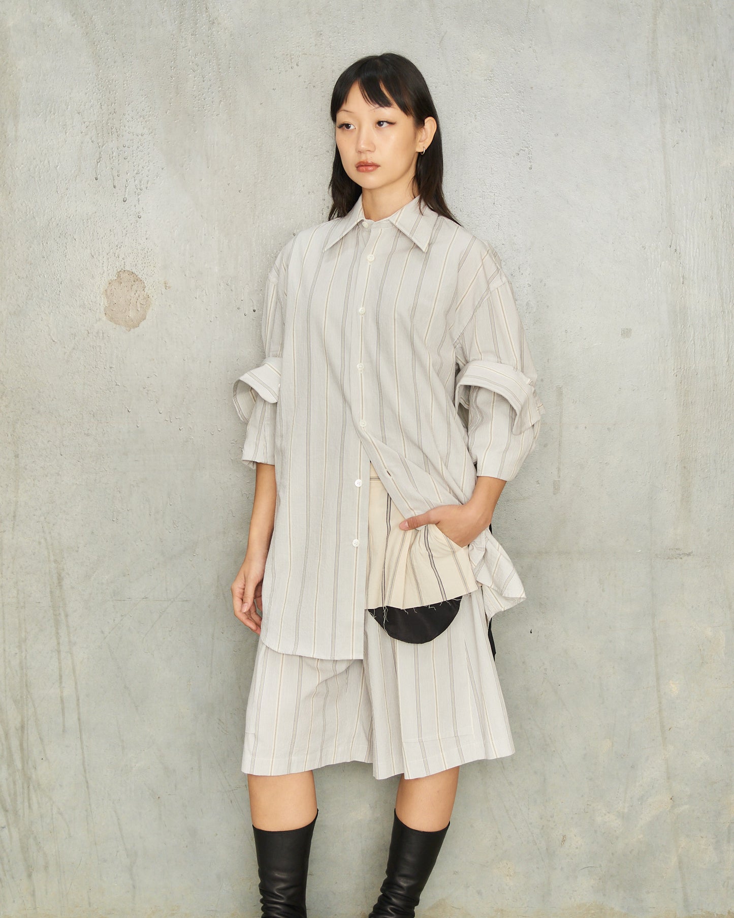 Grey Stripe Biba Fold Up Shirt