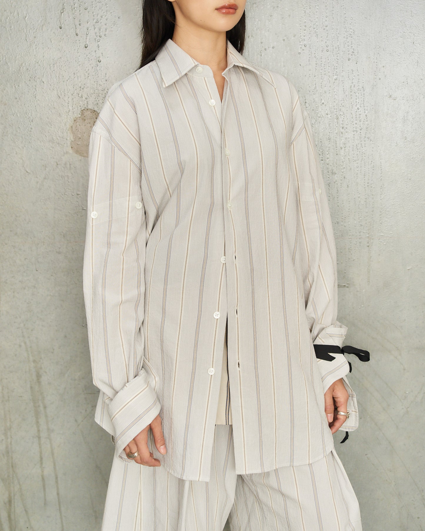 Grey Stripe Biba Fold Up Shirt
