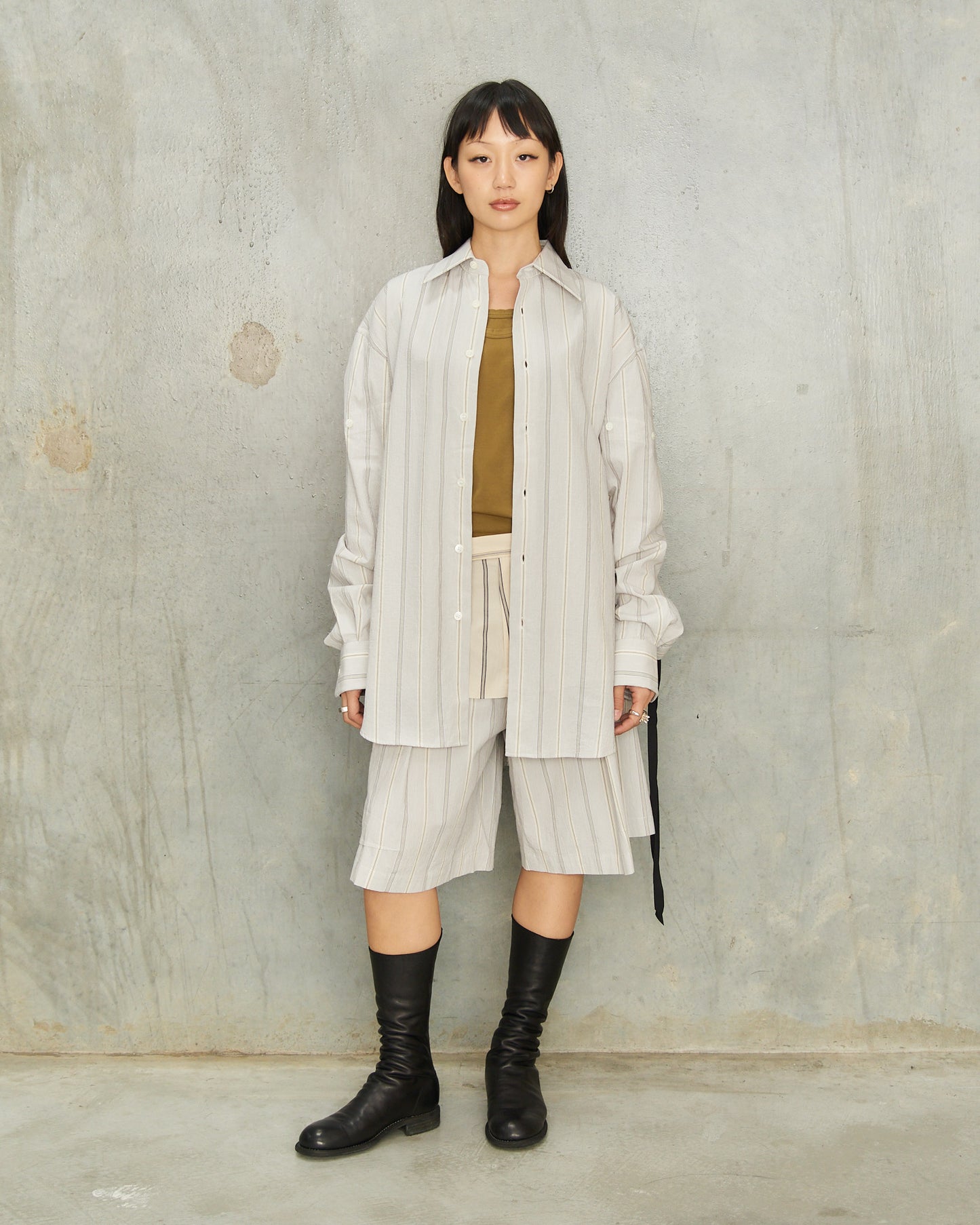 Grey Stripe Biba Fold Up Shirt