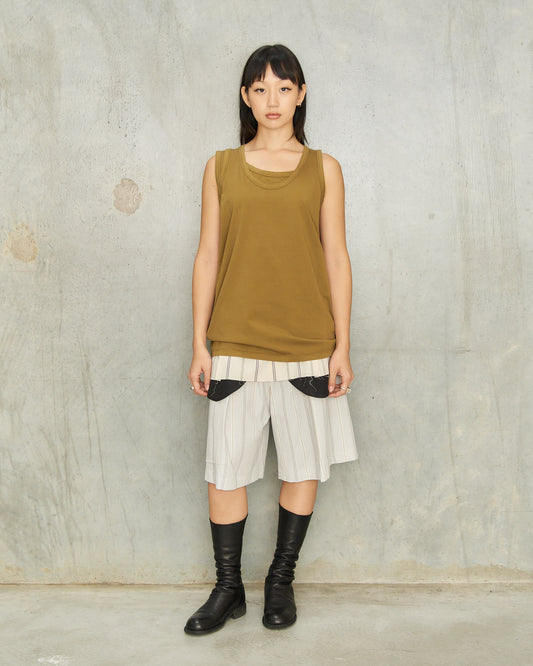 Grey Stripe Twin Layered Shorts