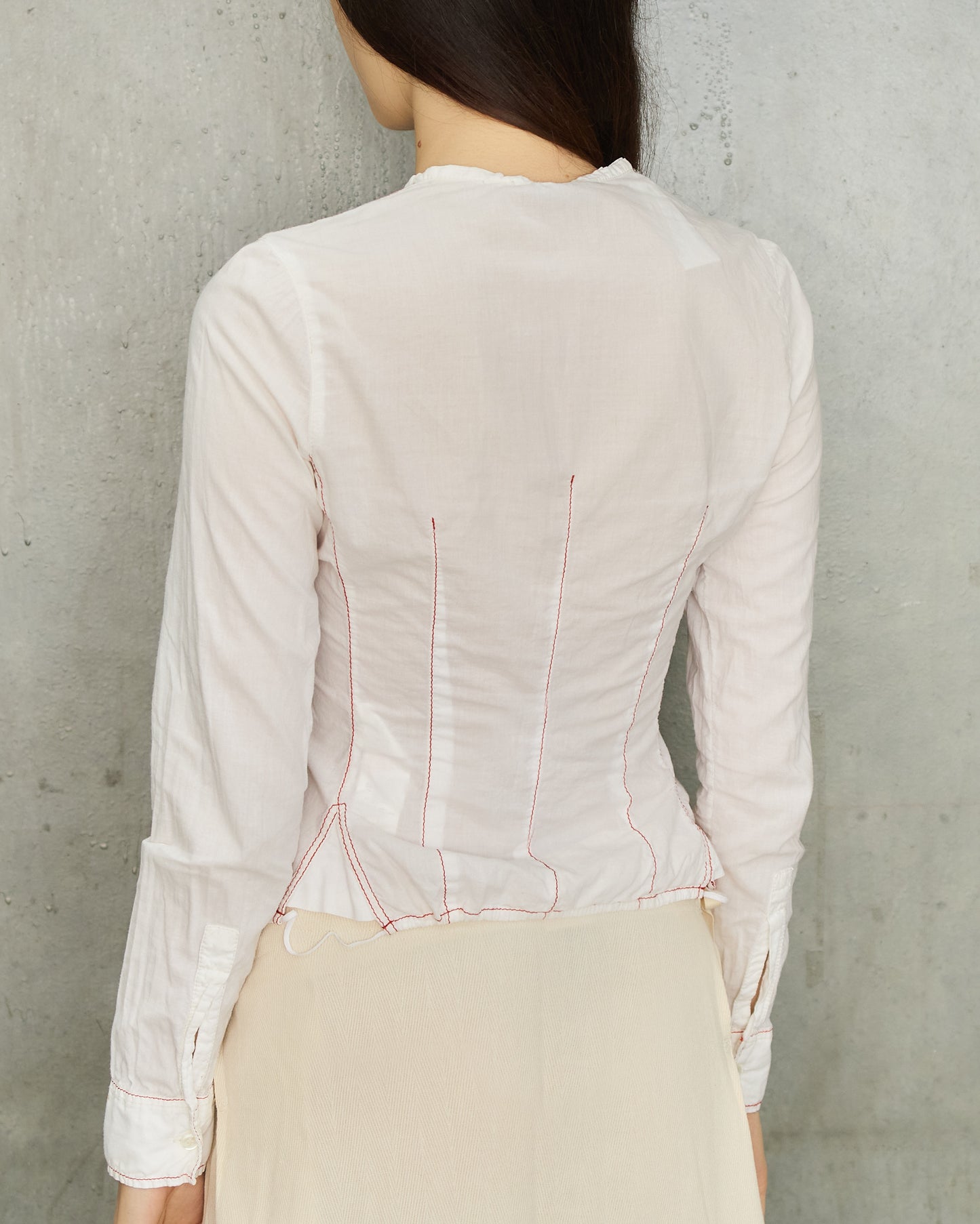 Marithé + François Girbaud Red Embroidered White Shirt