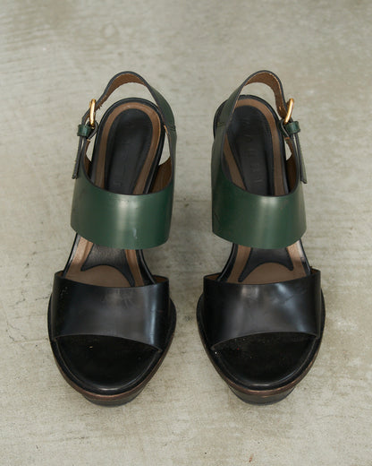 Marni Black Green Strap Heel Sandal