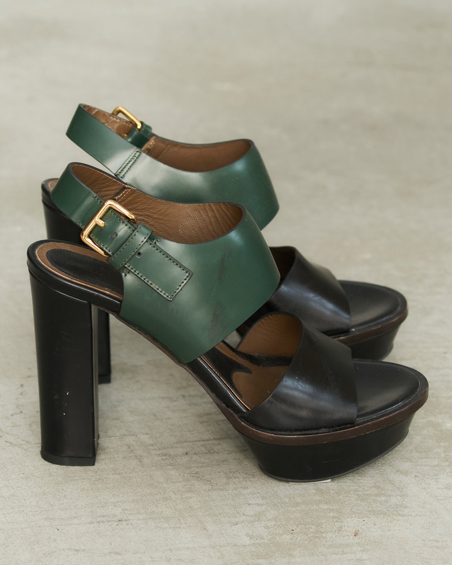 Marni Black Green Strap Heel Sandal
