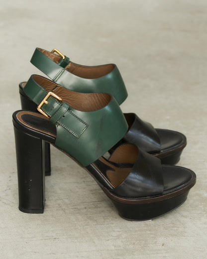 Marni Black Green Strap Heel Sandal