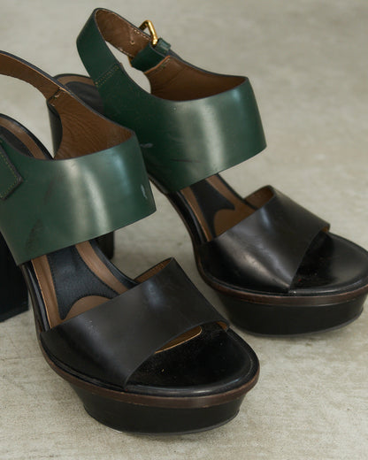 Marni Black Green Strap Heel Sandal