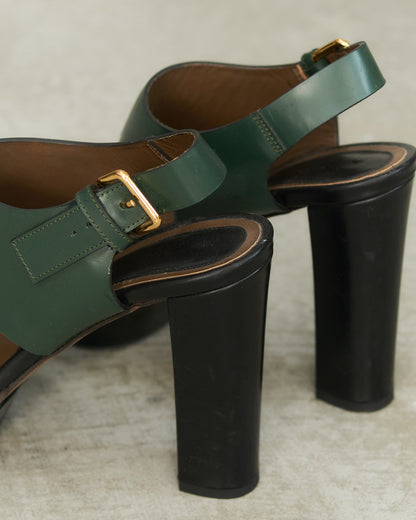 Marni Black Green Strap Heel Sandal