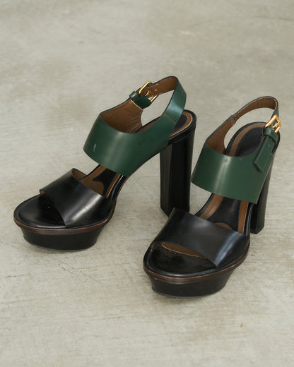 Marni Black Green Strap Heel Sandal