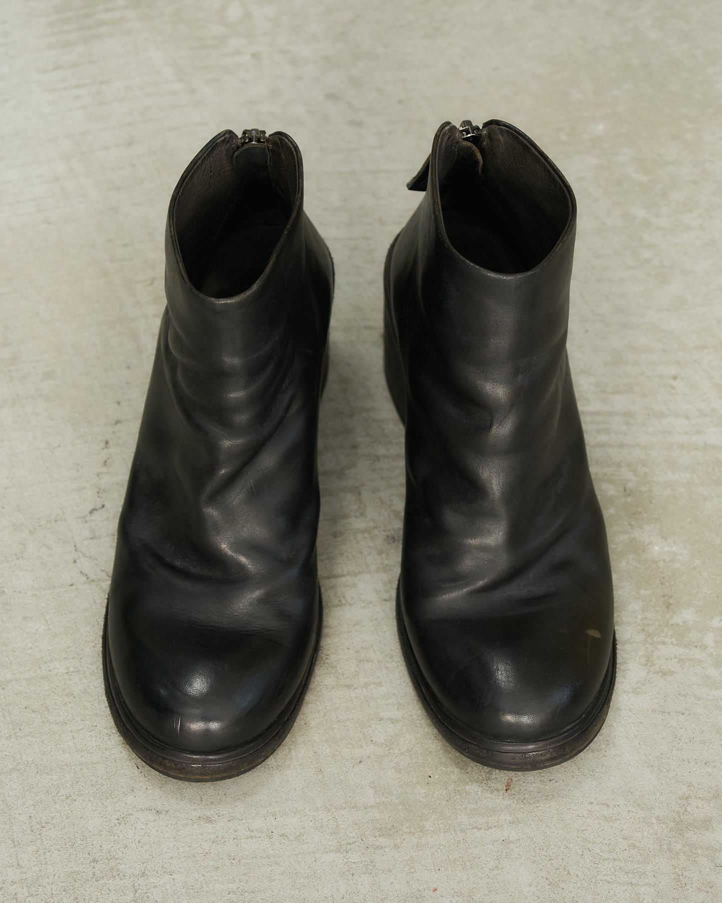 Marsell Black Leather Block Heel Boots
