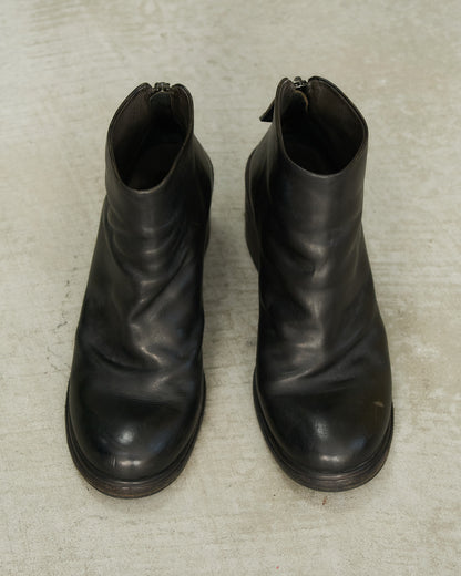 Marsell Black Leather Block Heel Boots