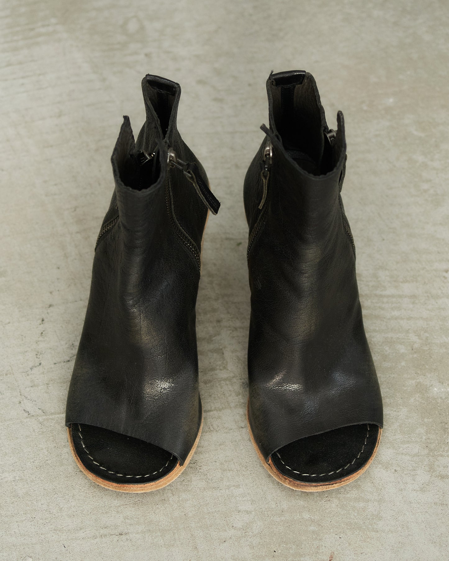 Marsell Black Leather Open Toe Boot