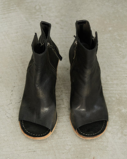Marsell Black Leather Open Toe Boot