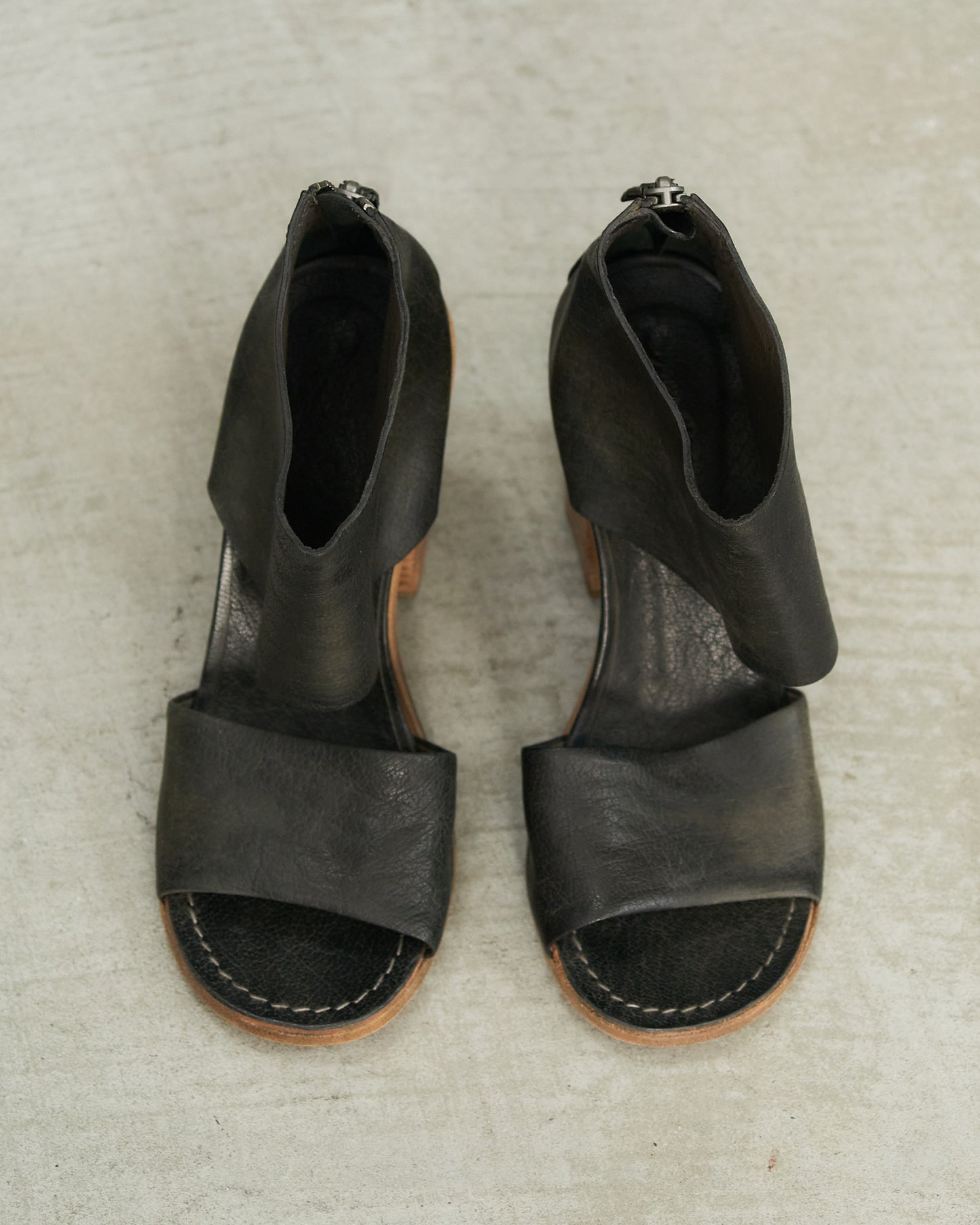 Marsell Black Leather Block Heel Sandals