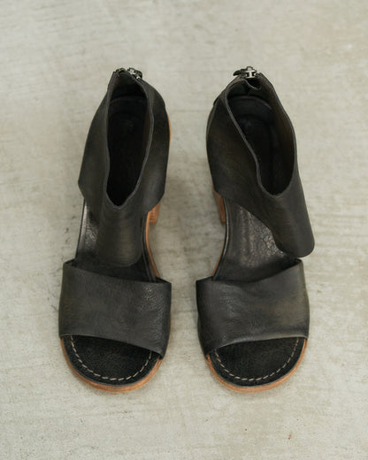 Marsell Black Leather Block Heel Sandals