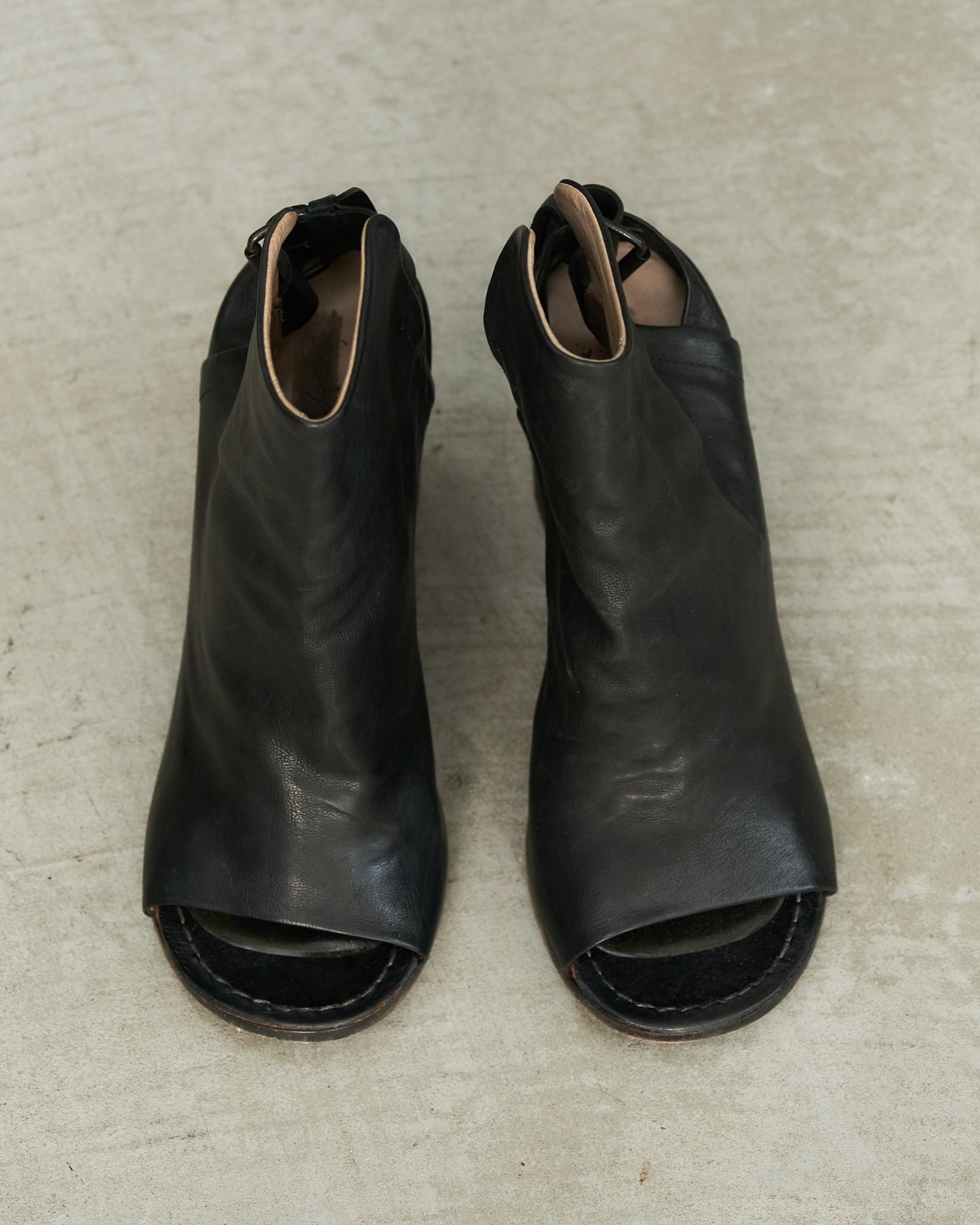 Marsell Black Leather Sling Back Heel
