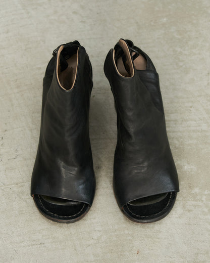 Marsell Black Leather Sling Back Heel