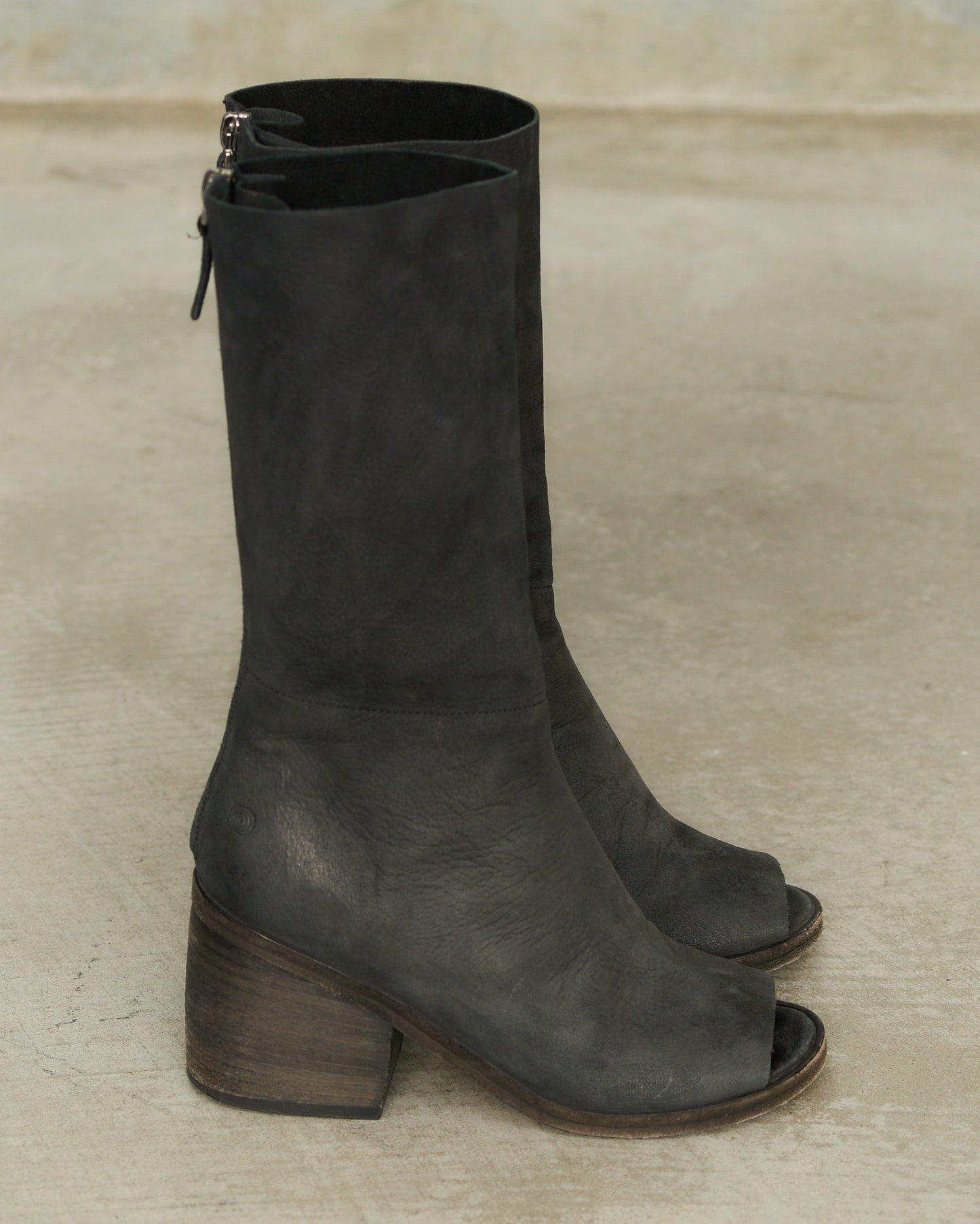 Marsell Charcoal Leather Open Toe Boots