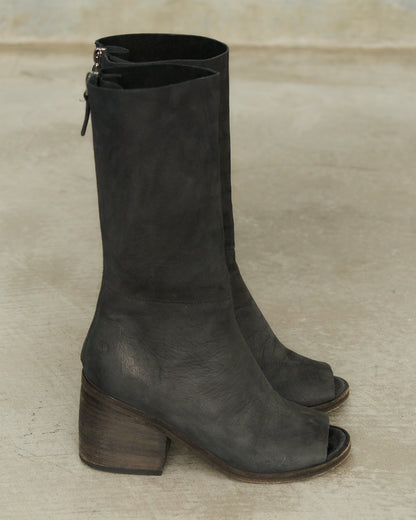Marsell Charcoal Leather Open Toe Boots