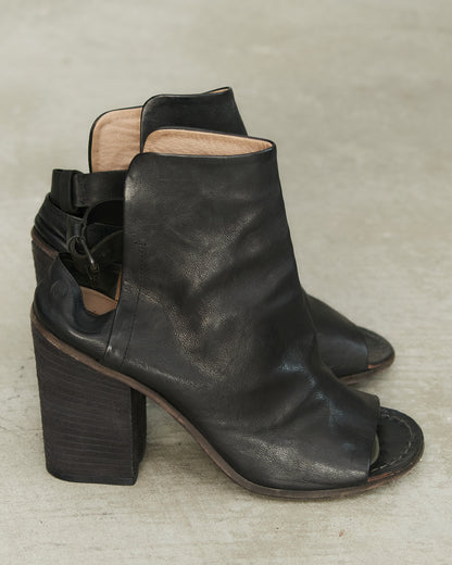 Marsell Black Leather Sling Back Heel