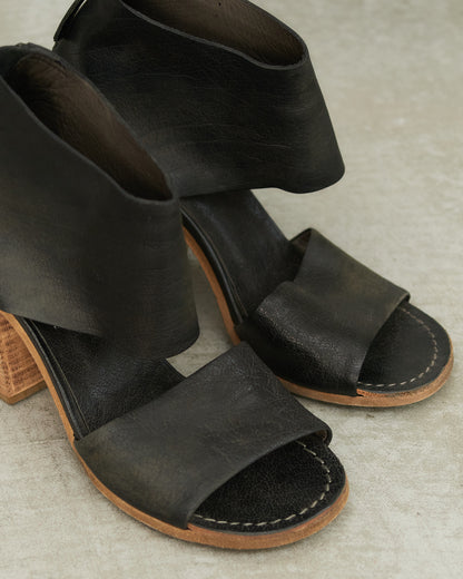 Marsell Black Leather Block Heel Sandals