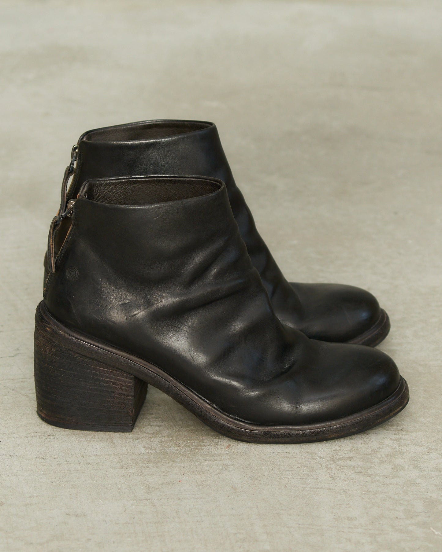 Marsell Black Leather Block Heel Boots