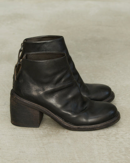 Marsell Black Leather Block Heel Boots