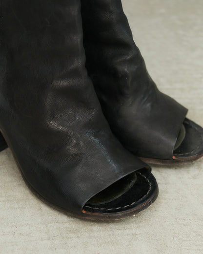 Marsell Black Leather Sling Back Heel
