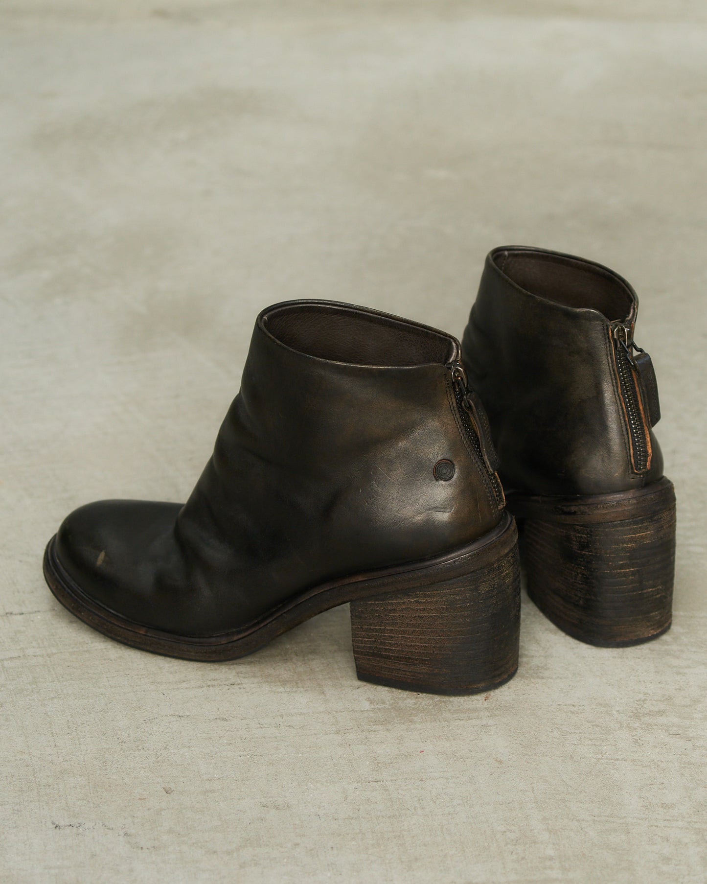 Marsell Black Leather Block Heel Boots