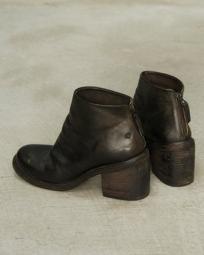 Marsell Black Leather Block Heel Boots