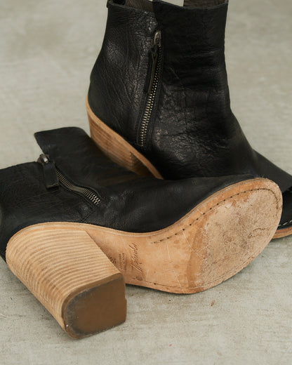 Marsell Black Leather Open Toe Boot