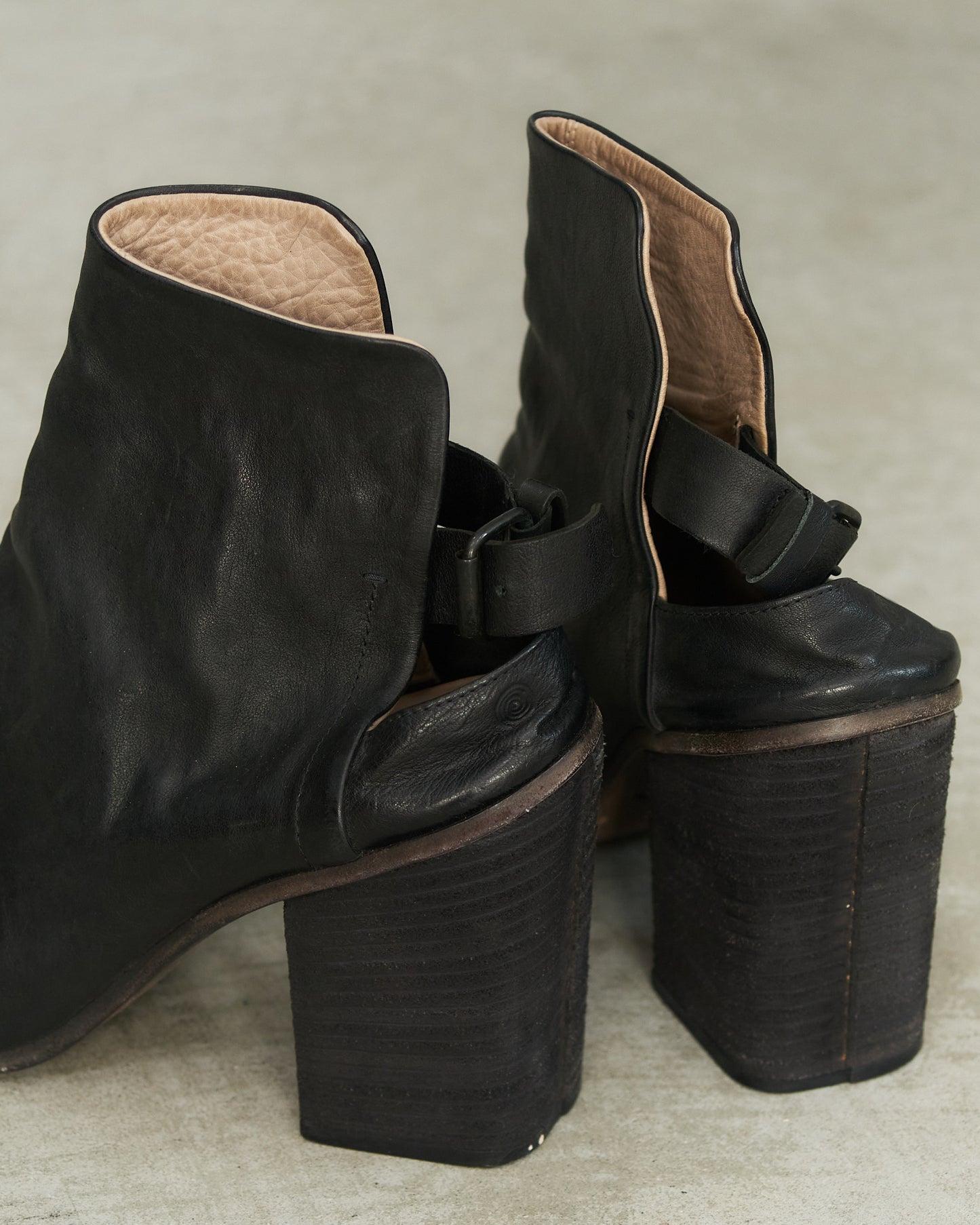Marsell Black Leather Sling Back Heel