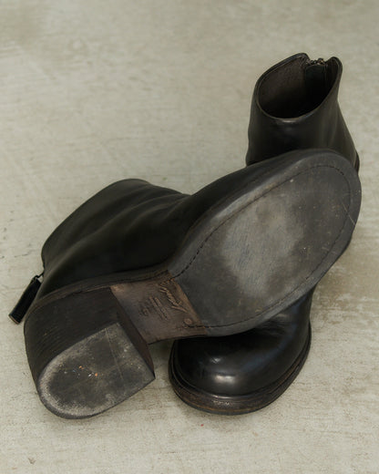 Marsell Black Leather Block Heel Boots