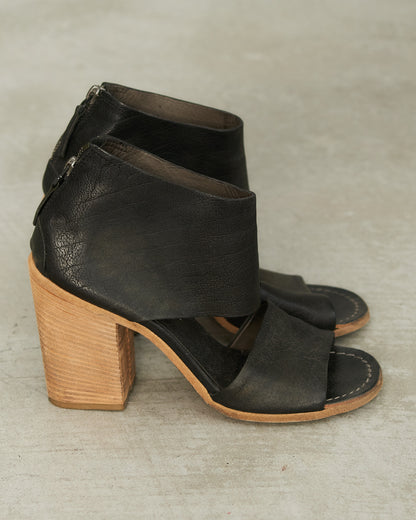 Marsell Black Leather Block Heel Sandals