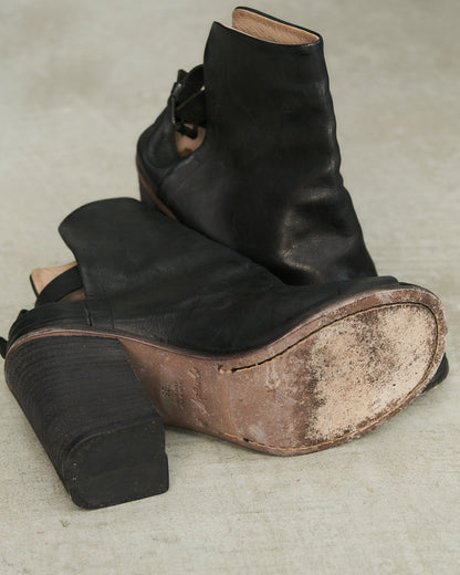 Marsell Black Leather Sling Back Heel