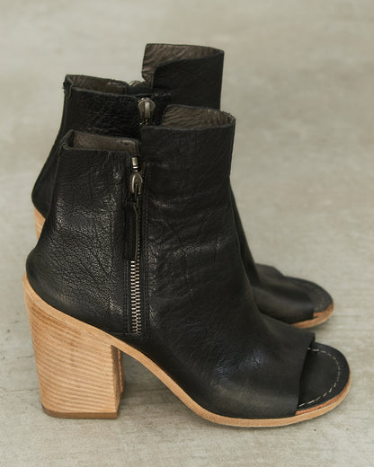 Marsell Black Leather Open Toe Boot