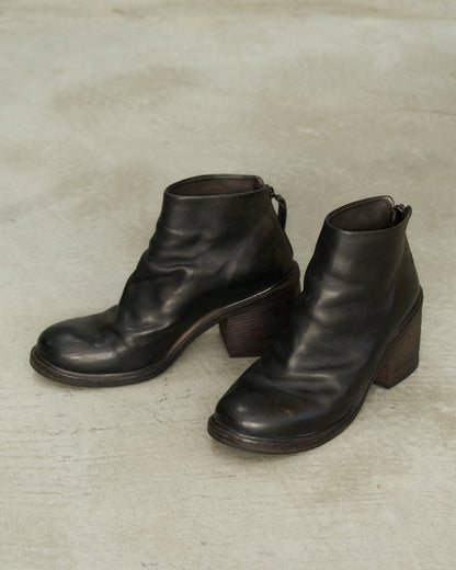 Marsell Black Leather Block Heel Boots