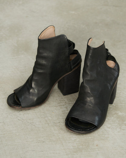 Marsell Black Leather Sling Back Heel