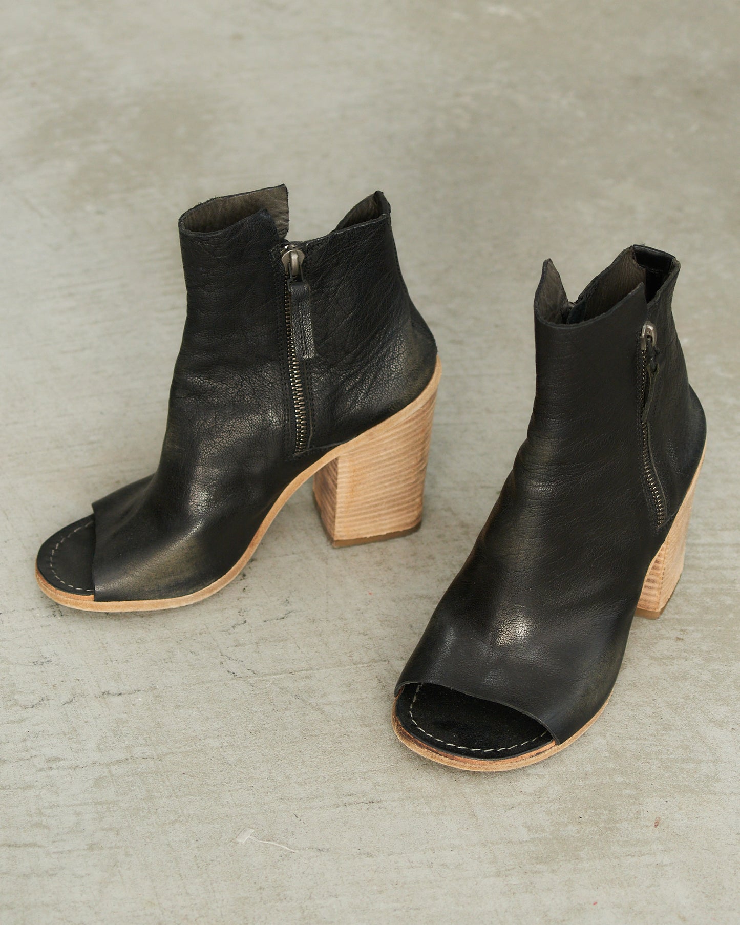Marsell Black Leather Open Toe Boot