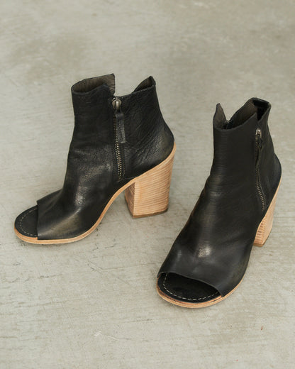 Marsell Black Leather Open Toe Boot