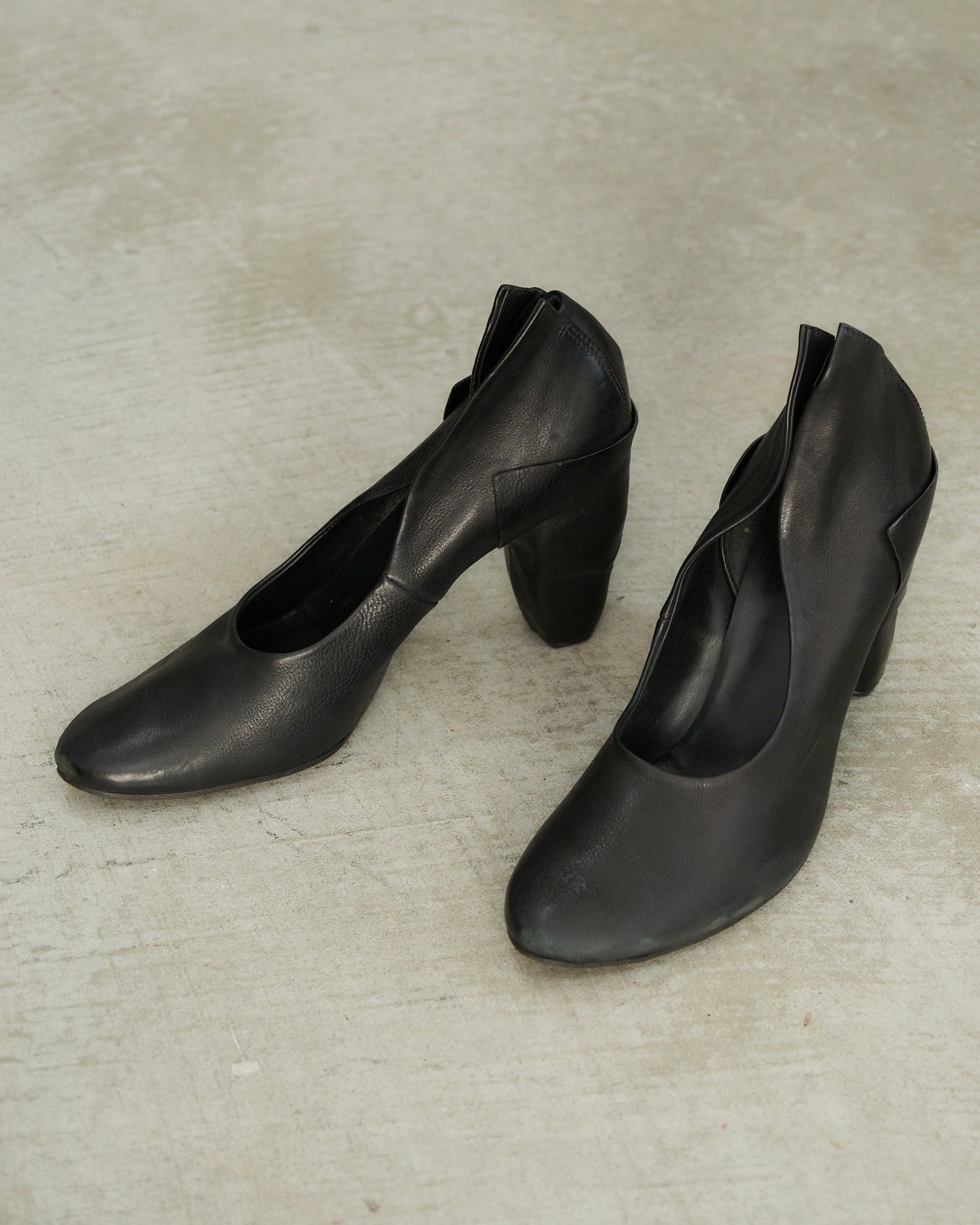 Marsell Black Sculpted Leather Pumps