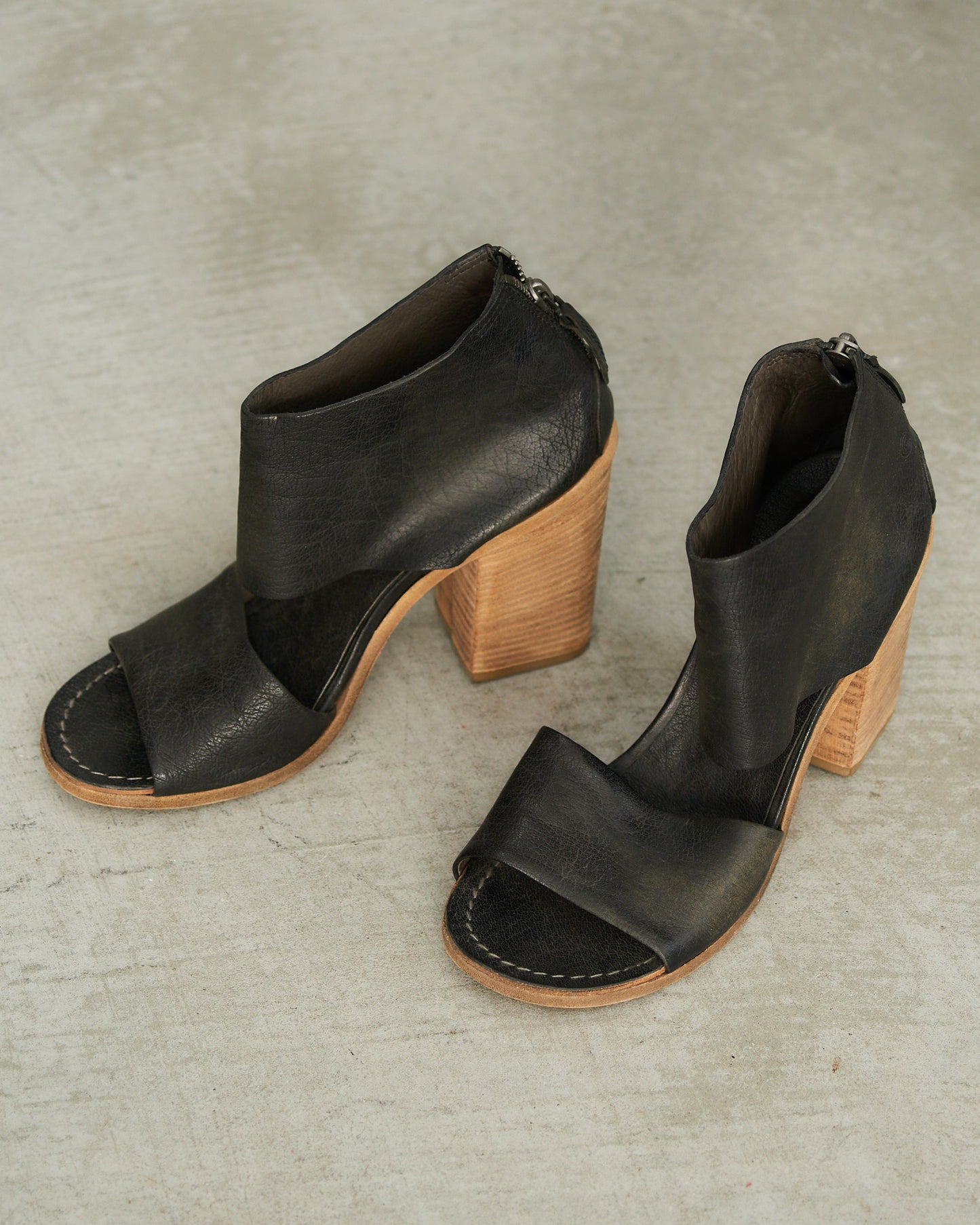 Marsell Black Leather Block Heel Sandals