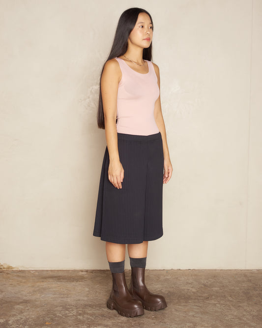 Black Sweats Pleat Shorts