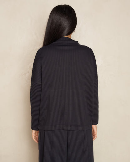 Black Zipped Pleat Longsleeve
