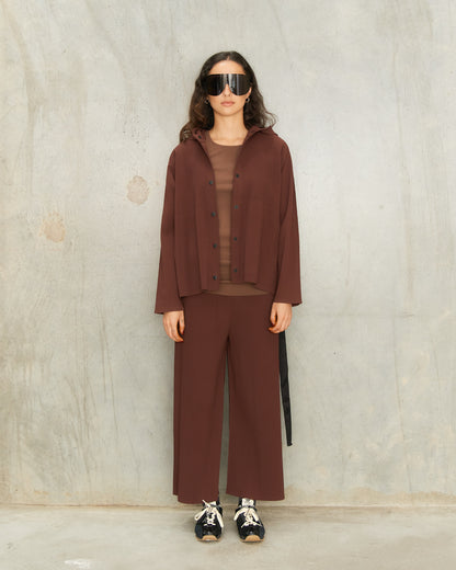 Chocolate Knit Pleats Hoodie