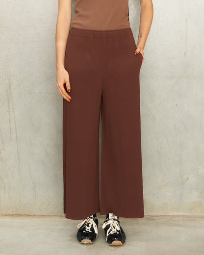 Chocolate Knit Pleats Trousers