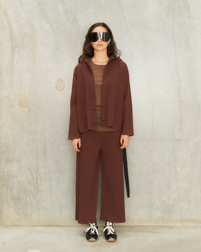 Chocolate Knit Pleats Trousers