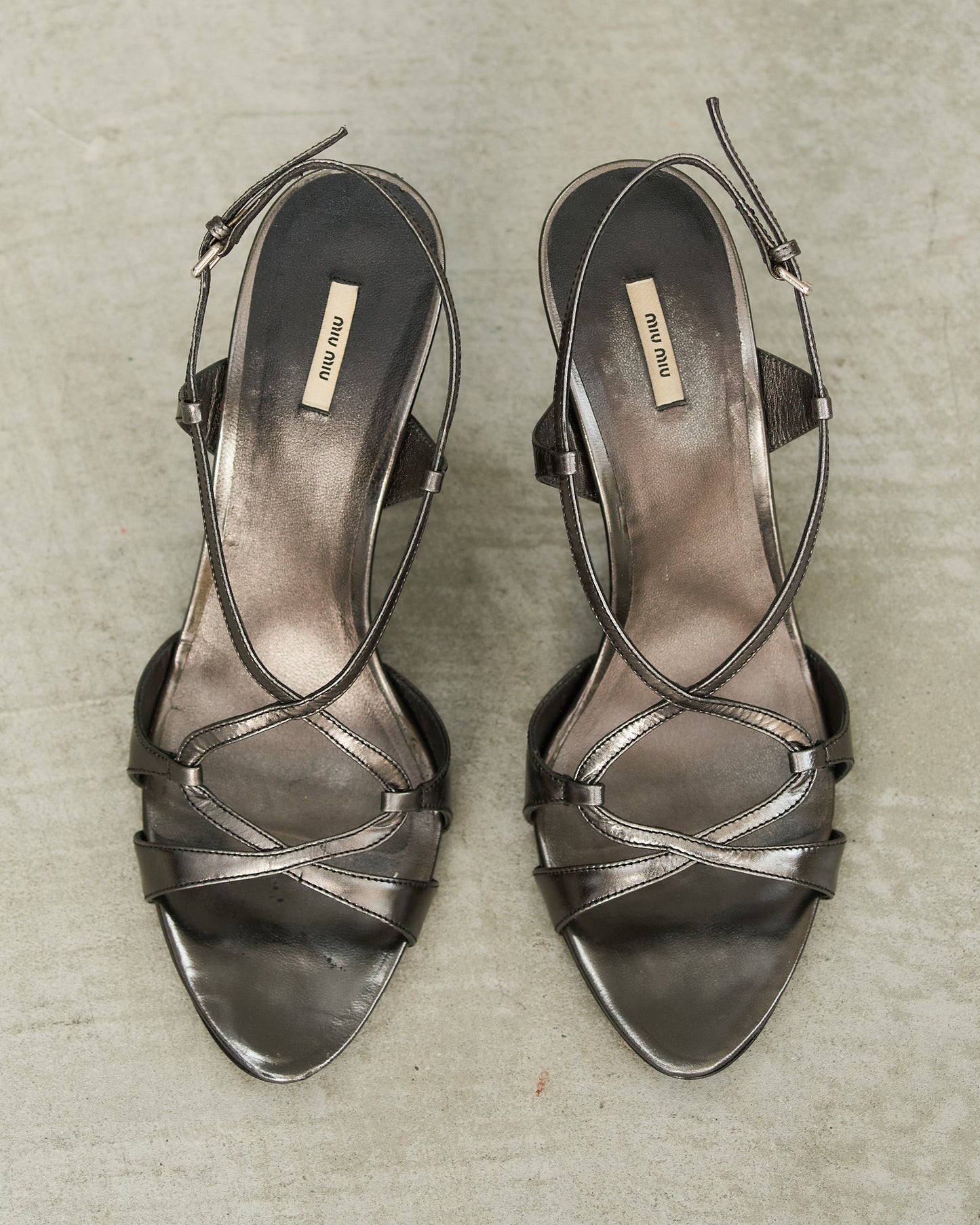 Miu Miu Pewter Contour Wedges