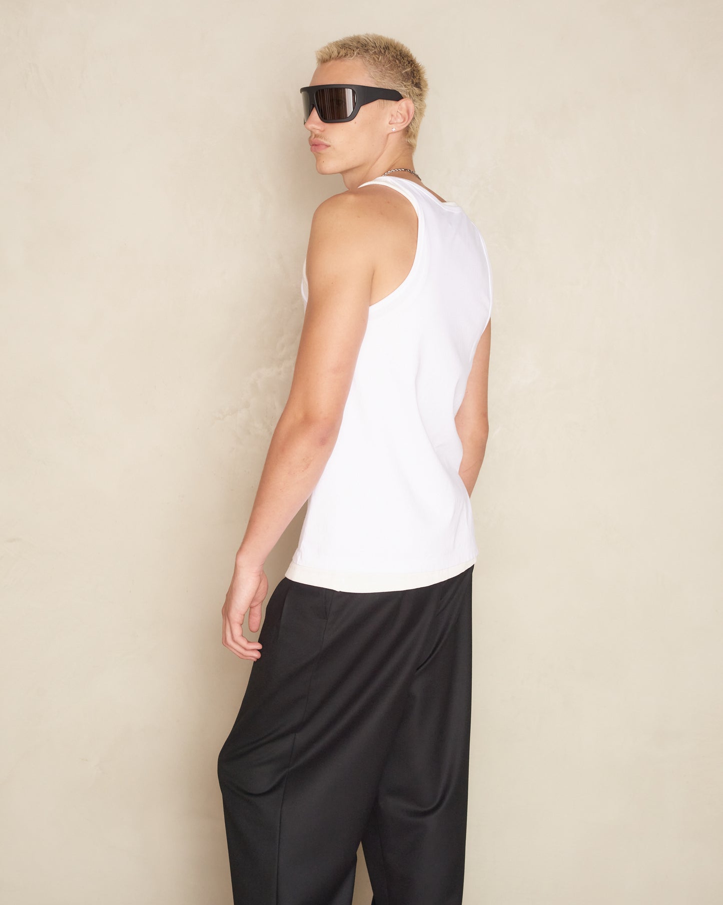 White Panelled Tank Top